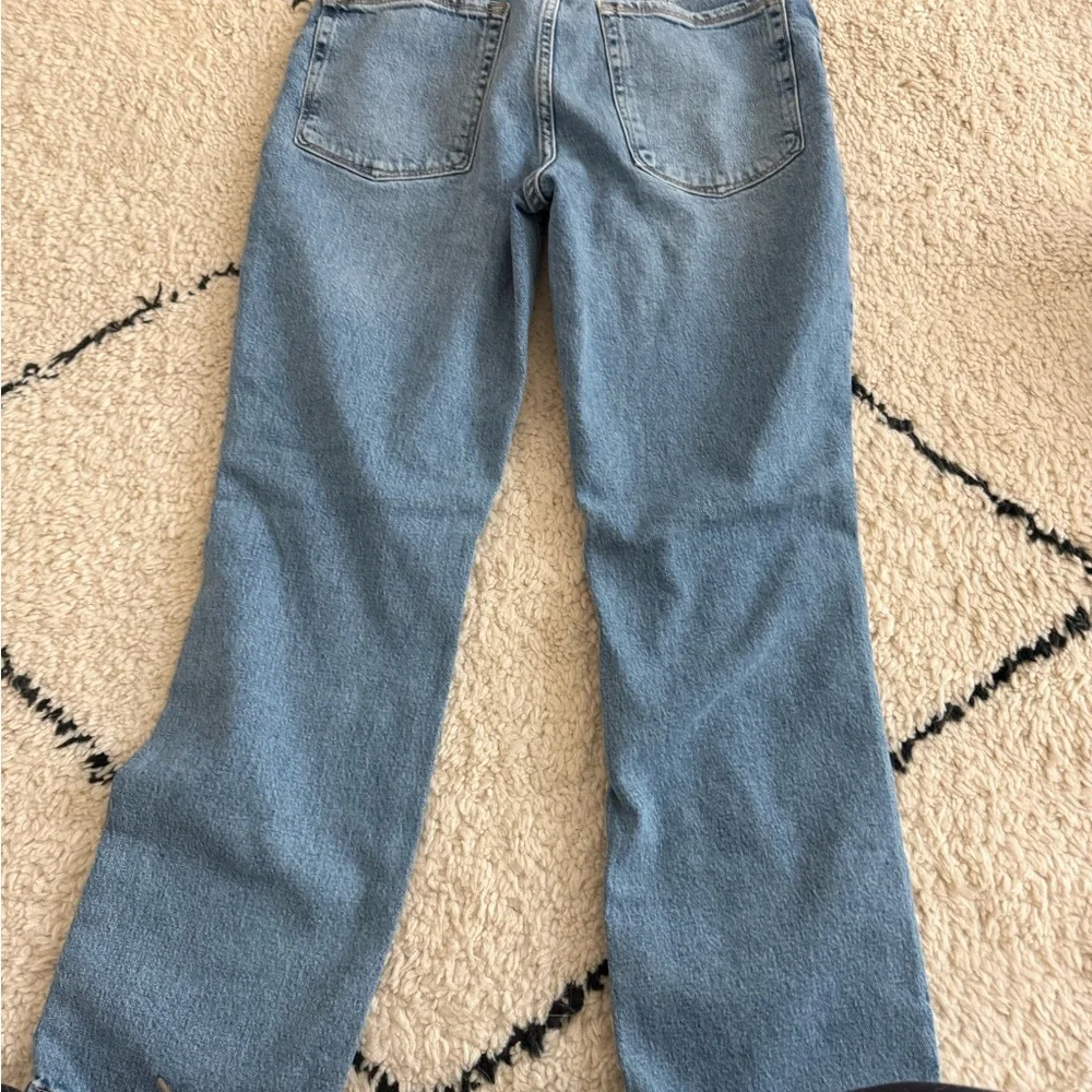 Brand new/ Good American Light Blue Ripped Straight Leg Jeans/ high rise - Picture 4 of 5